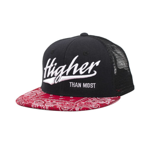 Higher Than Most Trucker Snapback Red Bandana