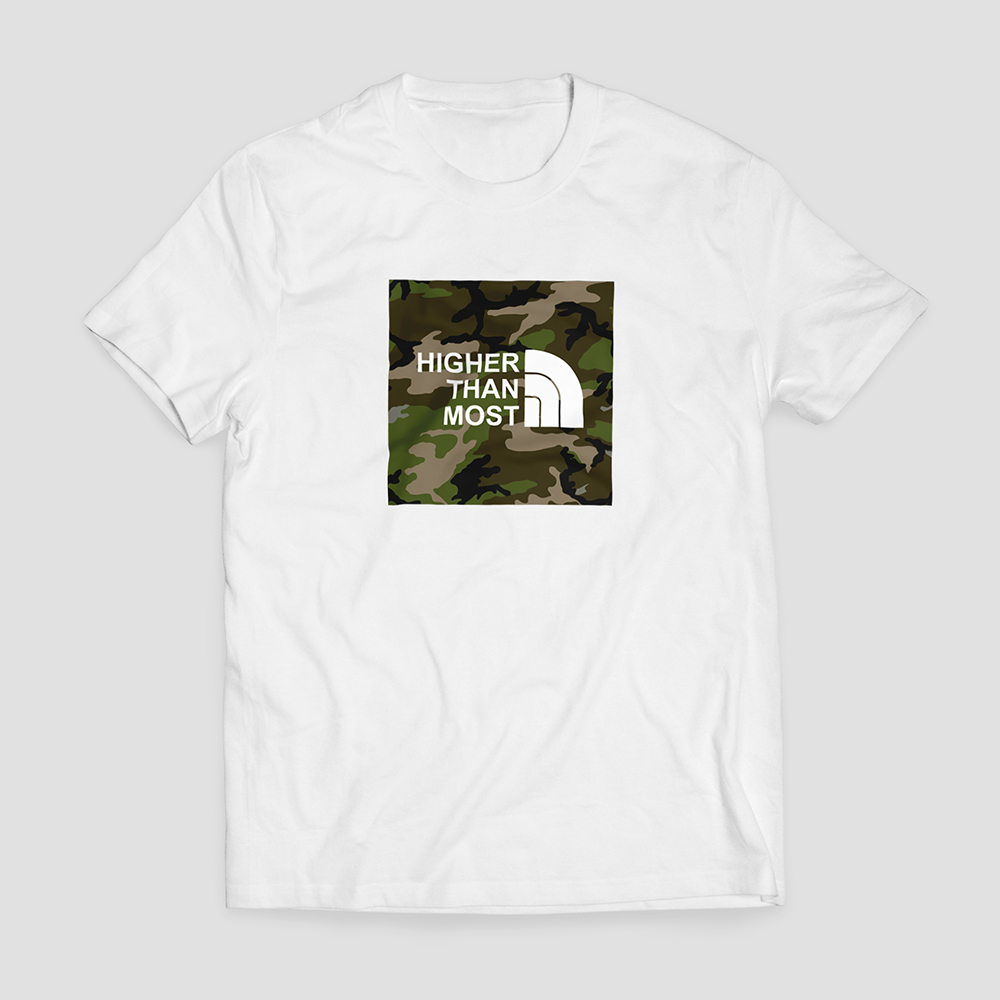 Higher Than Most Block Camo T-Shirt in White